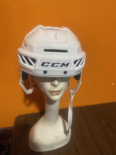 White New CCM Fitlite 3DS Helmet Colorado Avalanche Stock Helmet  Small and Large