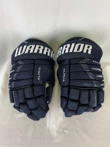 Navy Used Senior Warrior Alpha DX Pro Gloves 14" Pro Stock- Tulsa Oilers ECHL