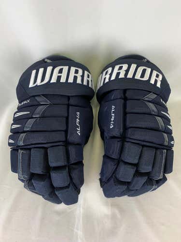 Navy Used Senior Warrior Alpha DX Pro Gloves 14" Pro Stock- Tulsa Oilers ECHL