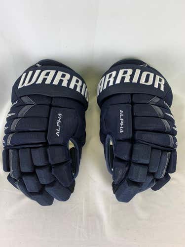 Navy Used Senior Warrior Alpha DX Pro Gloves 14" Pro Stock- Tulsa Oilers ECHL