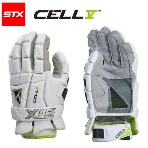 New STX Cell V 12” Lacrosse Gloves Lax MEDIUM M White New with tags NWT
