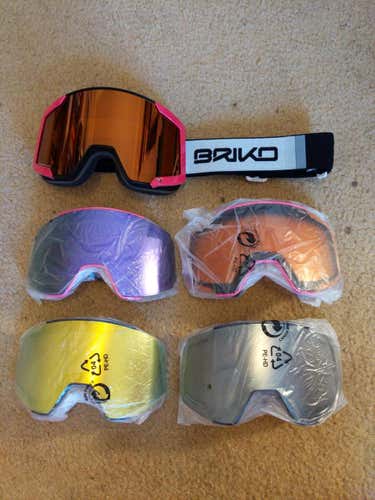 Pink Used Unisex Briko Lava Ski Goggles with 6 extra lenses