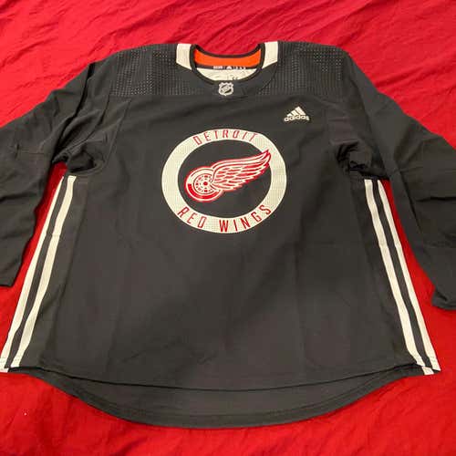 Detroit Red Wings Team Issued Black Size 56 Adidas Pro Stock NHL Hockey Jersey