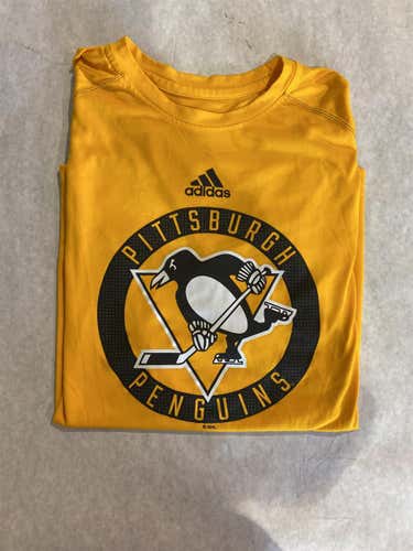 Pittsburgh Penguins Adidas Climalite Yellow Adult Large Short Sleeve Shirt