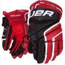 Black-Red New Senior Bauer Gloves 15" (X100) & 14" (XVelocity Lite)