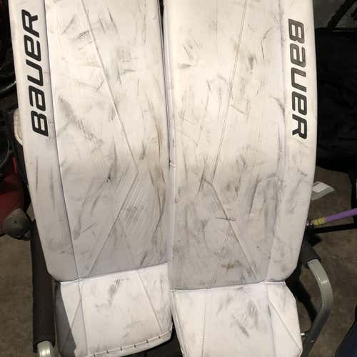 White Senior 35" Bauer Supreme 3S  Goalie Leg Pads