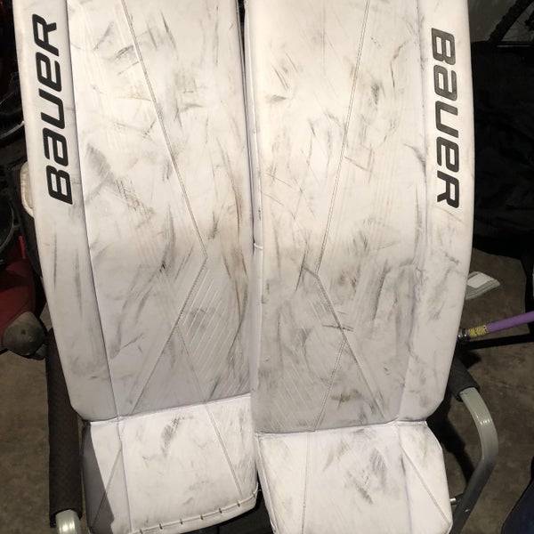 White Senior 35" Bauer Supreme 3S Goalie Leg Pads