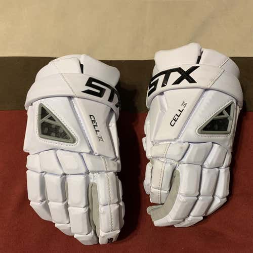 White Used Player's STX Cell IV 12" Lacrosse Gloves