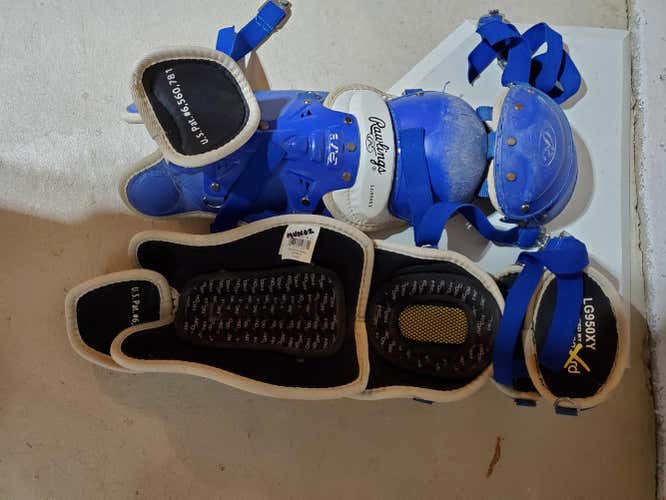 Blue Used Youth Rawlings LG950XY Catcher's Leg Guard