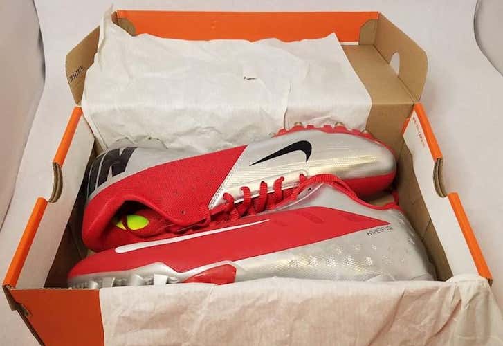 New Nike Vapor Talon Elite Low Men's 11.5 Red/Silver Cleat In Box (SMU)