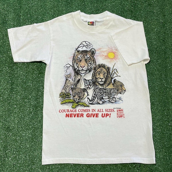 Big Cats Nature T Shirt Mens Small Adult White Vintage 90s Animals Lion  Cheetah | SidelineSwap