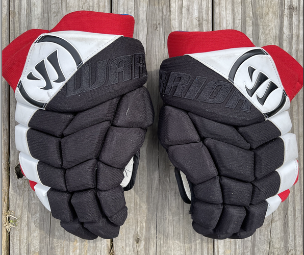 Black/Red/White Used Senior Warrior Gloves 13"