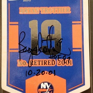 2012-13 Classics Retired Banner Number BRYAN TROTTIER IN PERSON AUTO Card