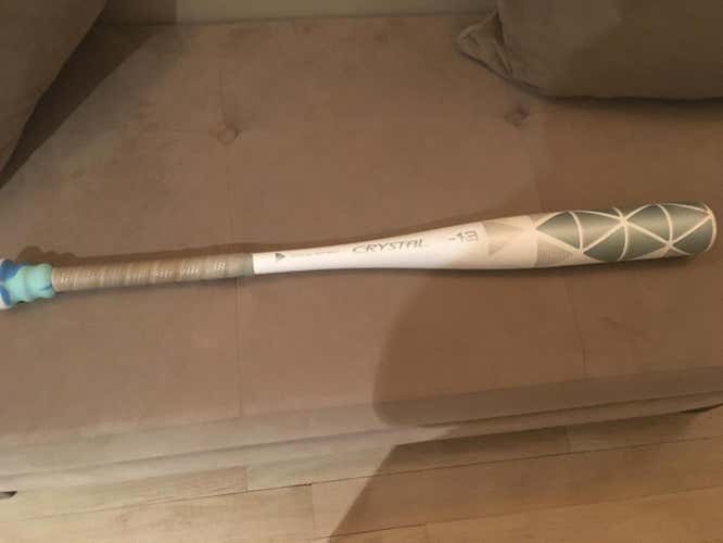 White Used Kid Pitch (9YO-13YO) 2018 Easton Alloy Crystal Bat (-13) 15 oz 28"