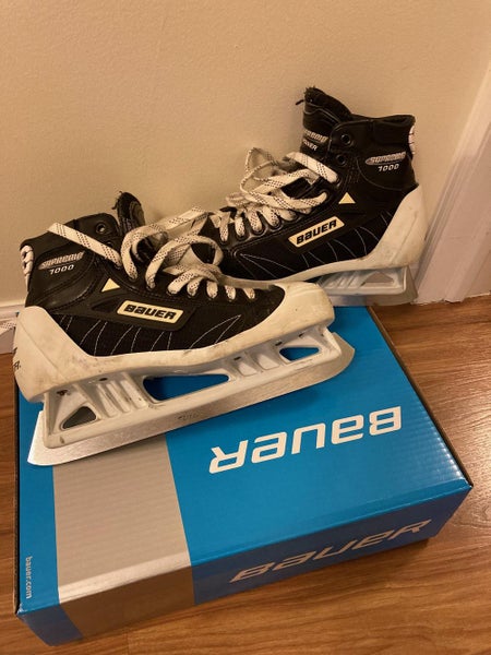 Used Senior Bauer Supreme 7000 Hockey Goalie Skates Regular Width Size 9
