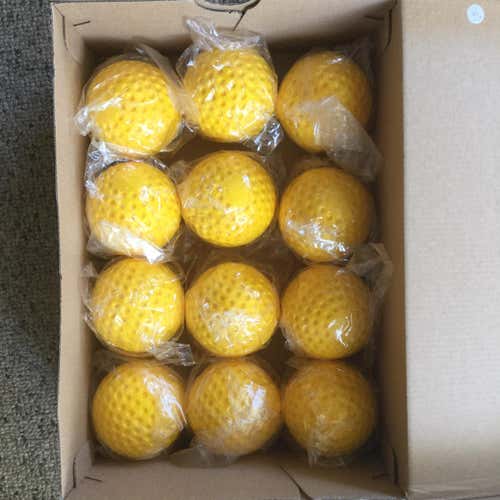 New 24 Pack (2 Dozen) Pitching 24 Machine Yellow Dimpled Baseballs / Unopened / Individually Wrapped