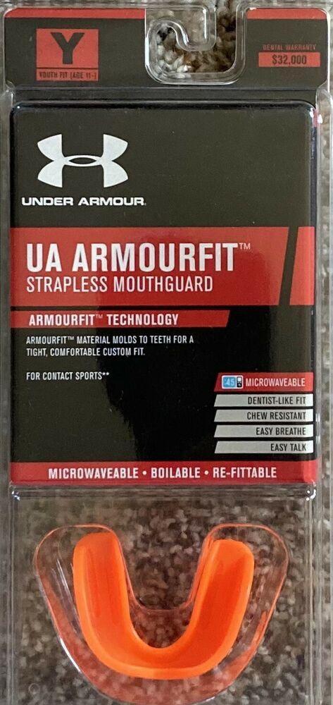 Under Armour Strapped Mouthguard UA Armourfit Youth Fit Age 11 Free Shipping 