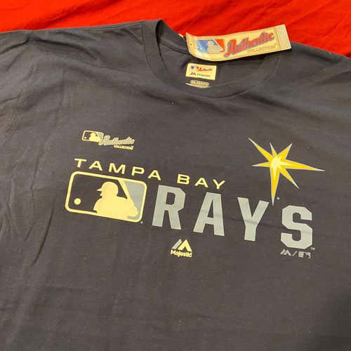 MLB Tampa Bay Rays Blue Adult XXL Majestic T-Shirt * NWT