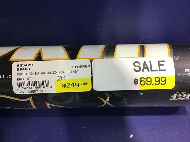 Black New Adult 2013 Worth Composite Bat (-8) 26 oz 34"