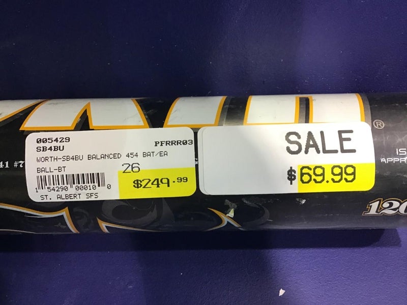 Black New Adult 2013 Worth Composite Bat (-8) 26 oz 34"