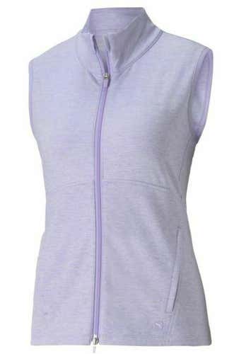 PUMA Women's Golf Cloudspun Warm Up Vest Lavender Heather Small S New #43235