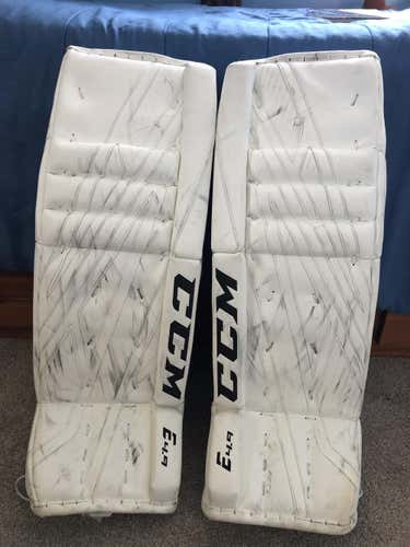 White Used Senior 34" CCM Extreme flex 4.9 Goalie Leg Pads