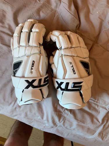 White Used Player's STX Cell IV 13" Lacrosse Gloves