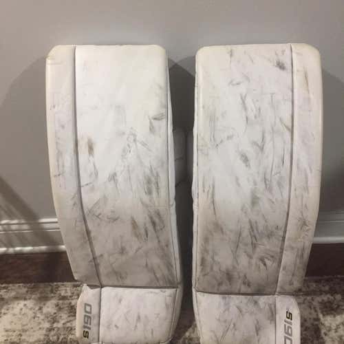 White Senior 33+1 Bauer Supreme S190 Goalie Leg Pads