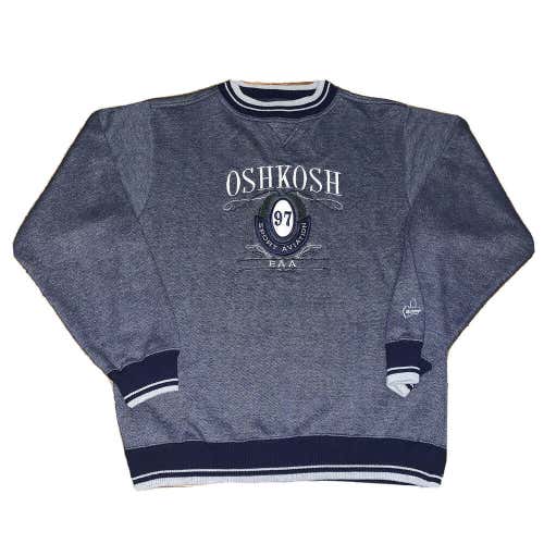 Vintage 90's EAA Oshkosh Aviation Tourist City Sweatshirt Sz Large Planes Racing