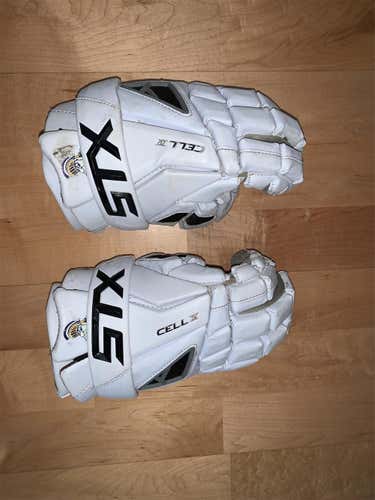 White Used Player's STX Cell IV 13" Lacrosse Gloves