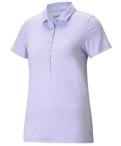 Puma Golf Womens 2021 Daily Polo Shirt Top Light Lavender Heather Small S #43235