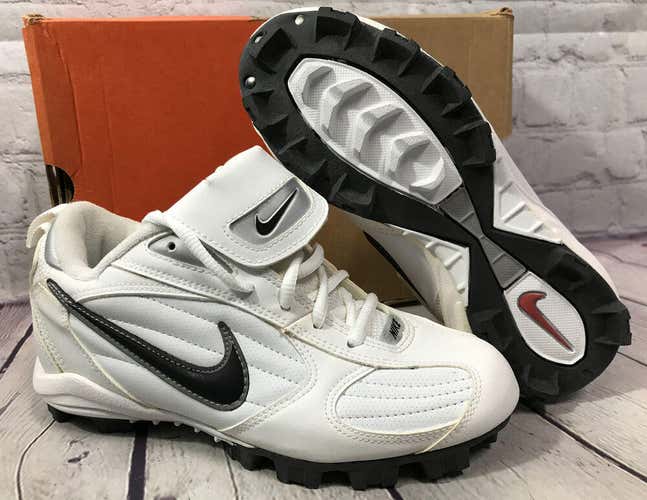 Nike Women’s Keystone Low Softball Cleats Size 4 White Black New With Defects