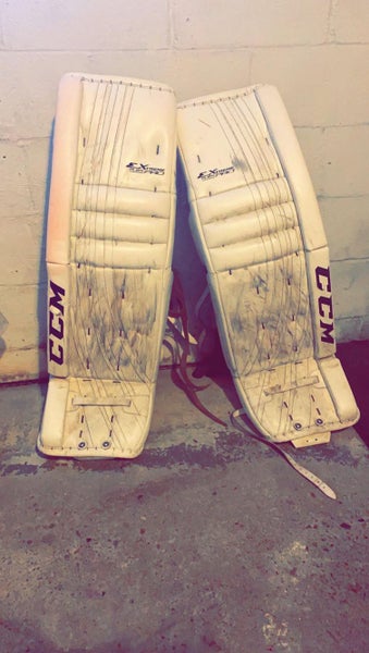 White Senior 36" CCM Extreme Flex Pro Goalie Leg Pads