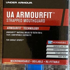 NIB UA Armourfit Under Armour Youth (11 & Under) Strapped Mouth Guard Blue