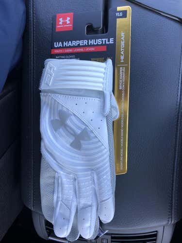 New Youth Large Under Armour Harper Hustle Batting Gloves