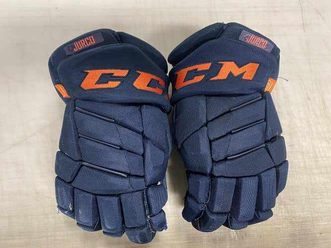 CCM JetSpeed FT1 Pro Stock Hockey Gloves Navy Blue 14" OILERS 8289