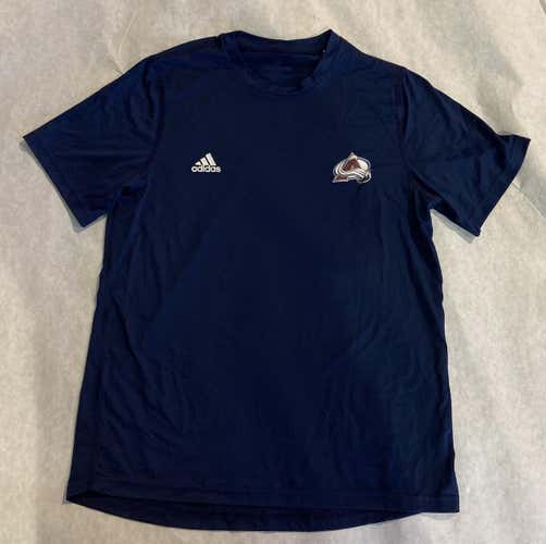 Colorado Avalanche Player Issued Adidas Blue Adult M, L, XL Short Sleeve Shirt
