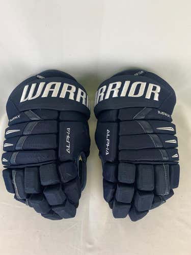 Navy Used Senior Warrior Alpha DX Pro Gloves 14" Pro Stock- Tulsa Oilers ECHL