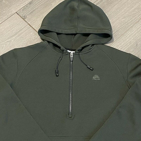 Nike ACG Sweatshirt Mens Medium Large Green Adult Hoodie Quarter Zip Hiking Run