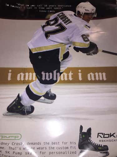SIDNEY CROSBY  PITTSBURGH PENGUINS 18 X 24  POSTER REEBOK PUMP