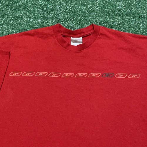 Reebok T Shirt Mens XL Adult Red Vintage Athletic Big Baggy Logo Work Out
