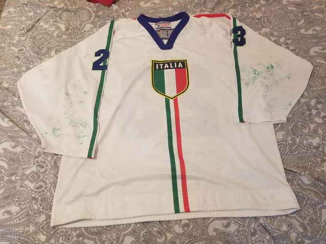 Team Italy IIHF  jersey Game worn XL White Tackla