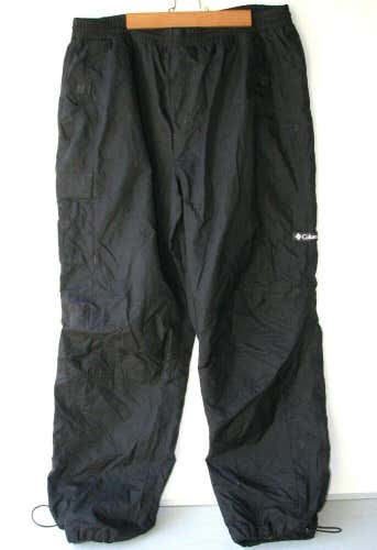 Columbia Men's Black Nylon Athletic Drawstring Outdoor Rain Pants - Size XL