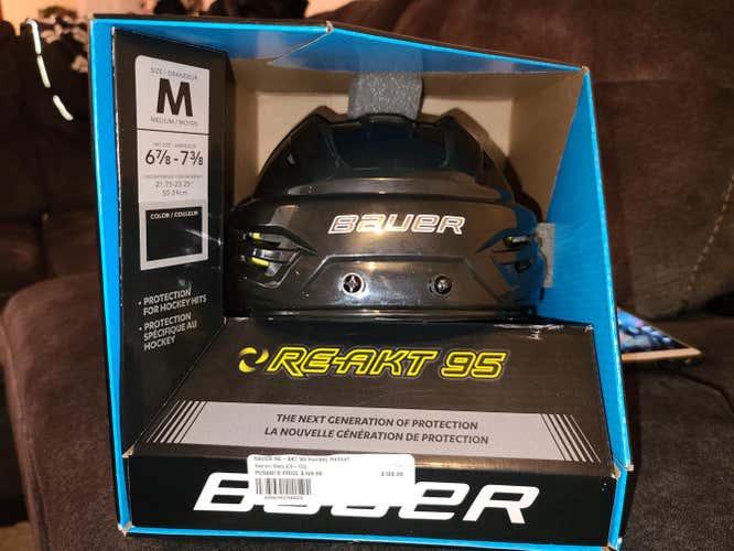 Black Used Medium Bauer Re-Akt 95 Helmet