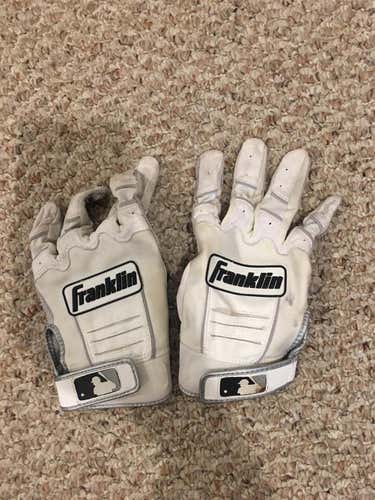 White Used Large Franklin Batting Gloves