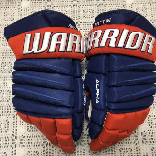 Pro Stock Edmonton Oilers Warrior Alpha QX Pro Hockey Gloves 14” Rattie islanders nhl