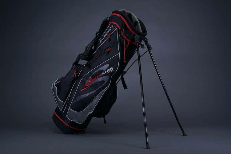 ADAMS GOLF SPEEDLINE PLUS 7-WAY DIVIDER GOLF STAND BAG, BLACK/RED/SILVER