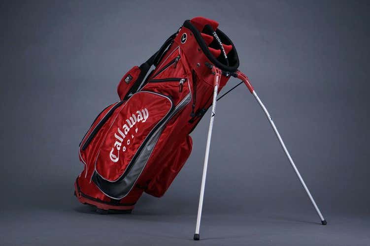CALLAWAY 6-WAY DIVIDER GOLF STAND BAG, RED/SILVER/BLACK