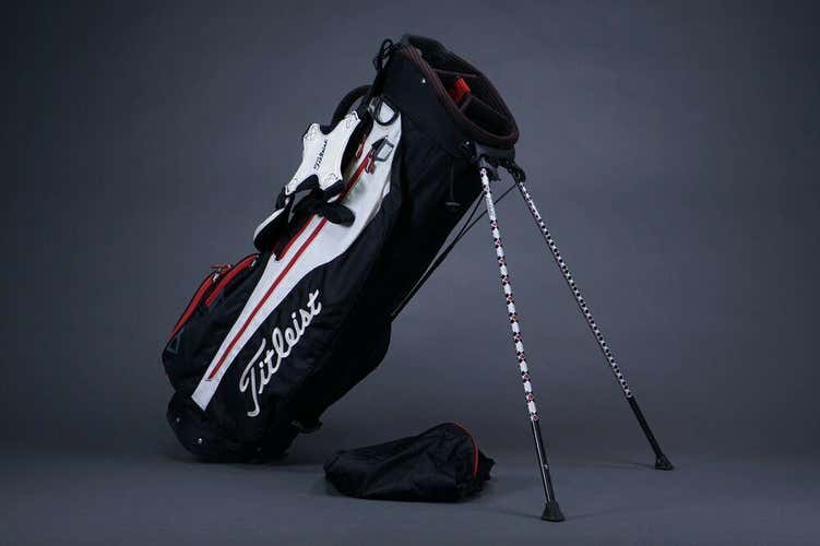 TITLEIST 4-WAY DIVIDER GOLF STAND BAG, BLACK/WHITE/RED