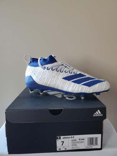 White New Adult Men's Size 7.0 (Women's 8.0) Molded Cleats Adidas